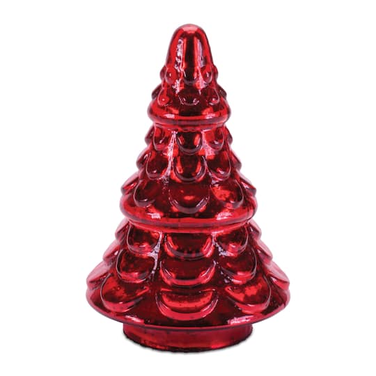 Melrose 6.5" Red Mercury Glass Christmas Tree Set